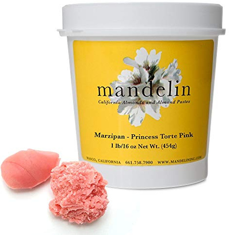 Mandelin Princess Torte Pink Marzipan Modeling Paste, 33% Almonds, 67% Sugar (Pink, 1 lb)
