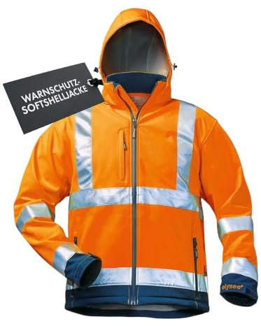 Elysee® Warnschutzjacke Softshell Arbeitsjacke, 5.000 mm Wassersäule | reflektierende Warnjacke mit 3-Lagenlaminat, atmungsaktive Sicherheitswarnjacke, abnehmbare Kapuze