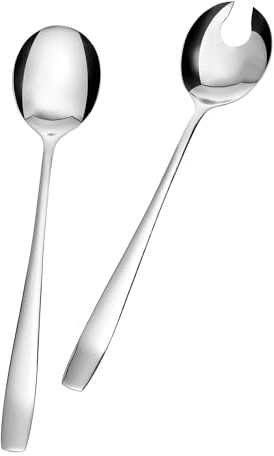 GRÄWE Salatbesteckset, 2-teilig, poliert, spülmaschinengeeignet, aus Edelstahl 18/0 Chromstahl, Servierlöffel im zeitlosen Design, Serie Königstein