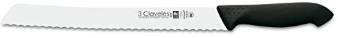 3 Claveles Proflex - Cuchillo panero 25 cm, acero inoxidable, negro