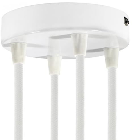 creative cables - Zylindrischer 4-Loch-Lampenbaldachin Kit aus Metall - Konisch, Glänzend weiß