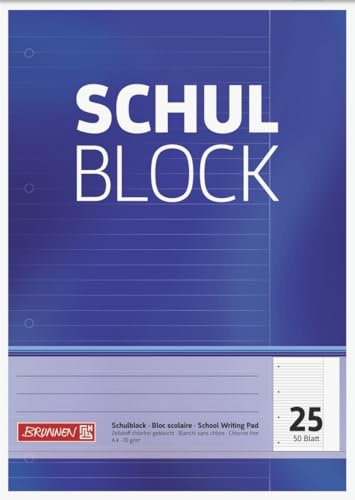 Brunnen 10 x Schulblock A4 liniert Lineatur 25 4-fach gelocht 50 Blatt