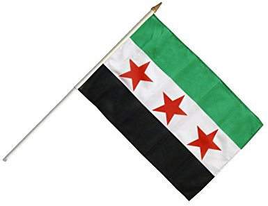 Flaggenfritze® Stockflagge Syrien 1932-1963 / Opposition - Freie Syrische Armee - 30 x 45 cm