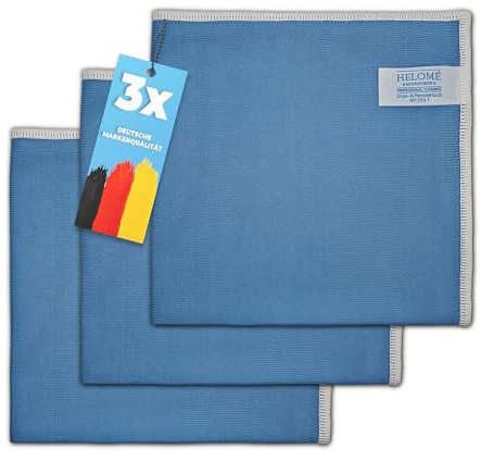 3x Glastuch aus Microfaser 40x40 cm f. Nass- und Trockenreinigung von glatten Oberflächen Fenstertuch für Glas / Scheiben / Spiegel für fussel- und streifenfreie Oberflächen. Hohe Schmutzaufnahmekraft