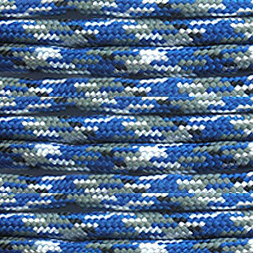 PARACORD PLANET 3-in-1 Survival-Armband mit Notfallpfeife, Schnalle und Kompass, blau Camouflage, 23 cm
