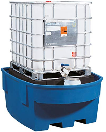 asecos | PE-Auffangwanne für Tankcontainer IBC/KTC | mit Lagerbock/Abfüllvorsatz | Auffangvolumen 1100 l