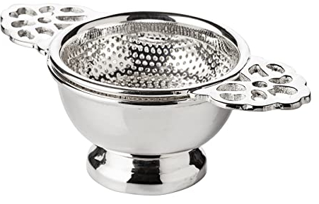 EDZARD Passoire à thé/Filtre à thé Assam avec Support, argentée et résistante à la ternissure, Ø 6 cm