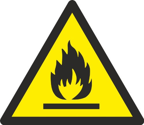 Schild 2mm Alu-Verbund ASR-A1-3 (DIN EN ISO 7010) Warnung vor feuergefährlichen Stoffen W021 40 cm groß, stabil