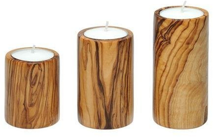 3 x portacandele in legno d'ulivo | Portacandelina legno wellness | Portacandelina di alta qualità 3 pezzi | Portacandele di lusso | Idea regalo di Natale | Amore | Compleanno | Mamma | Papà | Festa della mamma | San Valentino