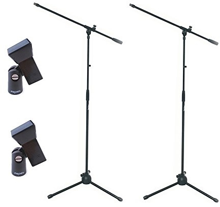 PROEL RSM180 - Coppia aste per microfono a giraffa + PROEL APM30 pinze porta microfono, Nero - Bundle (RSM180 x 2 + APM30 x 2)