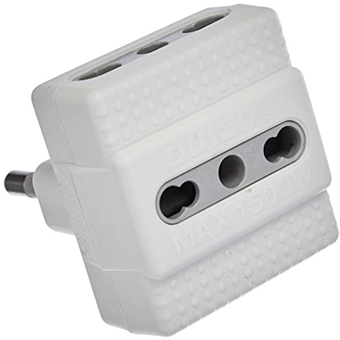 BTicino S3604D Kit Adattatore Tris, 3 Prese Bipasso, 10/16 A e Spina 16 A, Blister 90x122 mm, Bianco