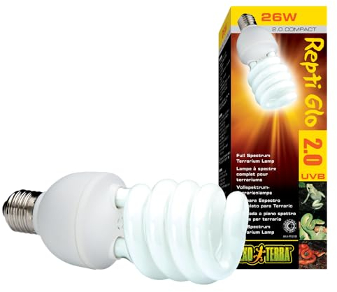 Exo Terra Natural Light, Vollspektrum-Tageslichtlampe, Kompakte Lampe mit idealem Tageslichtspektrum für alle Reptilien und Amphibien, 13W, Fassung E27
