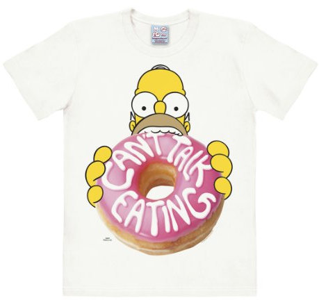 Logoshirt Camiseta Homer - El Dónut - Camiseta Los Simpson - The Simpsons - Homer - Doughnut - Camiseta con Cuello Redondo Blanco Antiguo - Diseño Original con Licencia, Talla XL