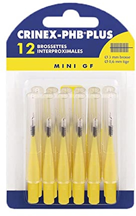 CRINEX - Phb Plus Mini Gf - Brossette Dentaire - Fibres en Tynex - Jaune - 12 Brossettes par Unité