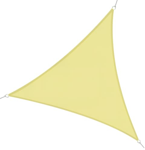 Outsunny Toldo Vela Color Arena sombrilla Parasol triangulo Tela de Poliéster Jardin Playa Camping Sombra Medidas, Medida 6x6x6 Metros, Color Arena