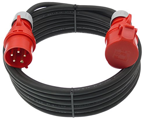 netbote24 Starkstromkabel 16A 10m mit Phasenwender H07RN-F 5x1,5 Starkstrom Verlängerungskabel CEE Verlängerung 16 Ampere Kabel 5x1,5mm2 Baustelle Werkstatt Industrie Geeignet Outdoor IP44