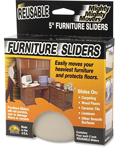 Master Caster 4-Pack Reusable Furniture Caster/Movers, Round, 5-Inch, Beige