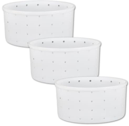Milky 3er Set Käseform mit Boden Ø 190/180 mm – Premium Käseformer Set zum Käse selber machen – Käseform für Camembert & Frischkäse – Hochwertige und pflegeleichte Feta Käseform