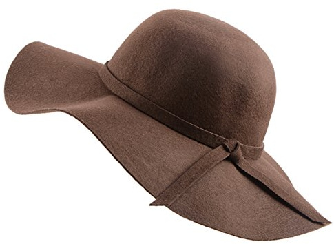 Urban CoCo Women's Foldable Wide Brim Felt Bowler Fedora Floopy Wool Hat (Coffee)