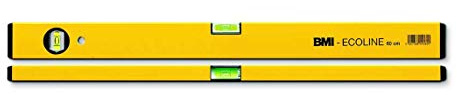 BMI Wasserwaage 689 Construct (Länge 150 cm, Aluprofil gelb pulverbeschichtet, stabile Libelle aus bruchsicherem Spezialkunststoff, Messgenauigkeit 1 mm/m) 689150P-gelbCON