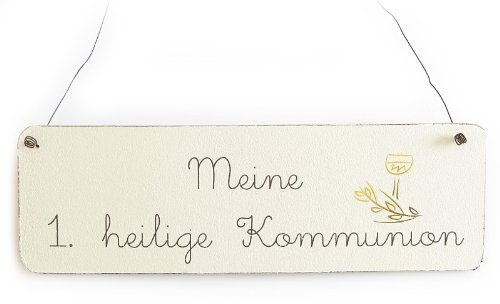 Interluxe Vintage Deko Holzschild Türschild ERSTE HEILIGE KOMMUNION 1 Shabby Chic Landhaus Impression