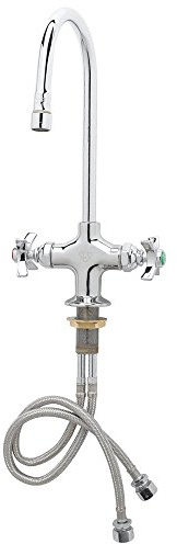T&S Brass BL-5704-05 Lab Mixing Faucet, Swivel Gooseneck, Aerator, 4 Handles, QT ETERNA