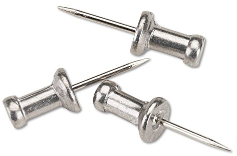 GEM CPAL4 Aluminum Head Push Pins, Aluminum, Silver, 1/2-Inch, 100/Box