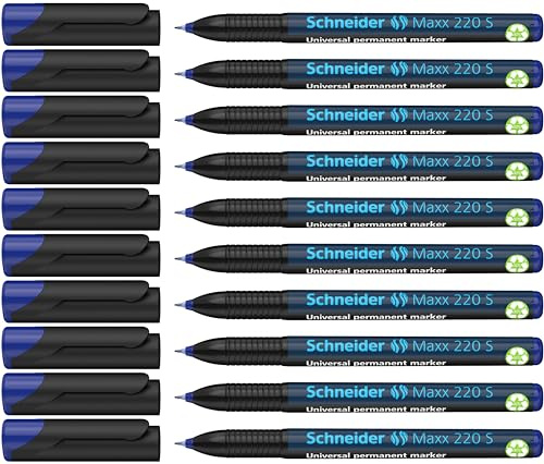 Schneider Maxx 220 S Universal-Marker (permanent, Cap-Off-Ink, 0,4 mm) 10er Packung blau