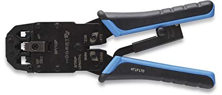 Högert Crimpzange Kabelschuhzange 200 mm | Crimp-Profil: RJ9, RJ11, RJ12, RJ45