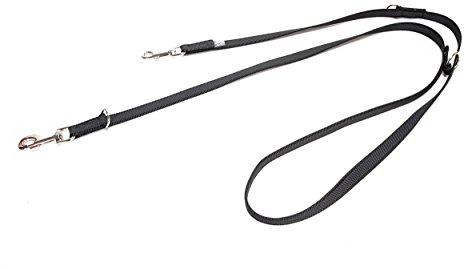 IDC Color & Gray verstellbare Leine mit Doppelkarabiner, 14 mm x 2,2 m, Schwarz-Grau