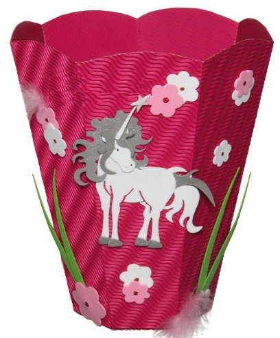 alles-meine.de GmbH Bastelset Papierkorb - Einhorn Mülleimer - für Schreibtisch & Kinderzimmer - rosa Mädchen