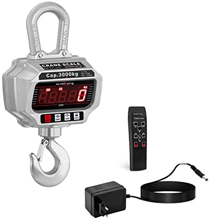 Steinberg Systems - Kranwaage Hängewaage (3 t / 1 kg, kg/lbs Gewichtseinheitenwechsel, Aluminiumdruckguss, Akku 6V/4Ah, LED) Silber