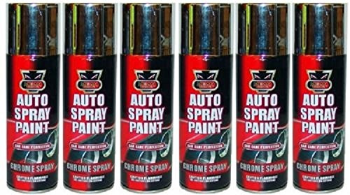 New 6 x Chrome Foil Mirror Metallic Effect Spray Paint Auto DIY Car Aerosol Can.