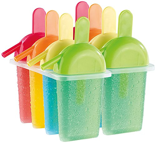 Rosenstein & Söhne Eisform: Form für 8 selbstgemachte Eis am Stiel mit Trinkhalm (Eis am Stiel selber machen Form, Wassereis selber machen, Joghurt Maker)