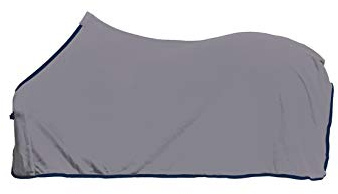 HKM Abschwitzdecke -Alaska-hellgrau/dunkelblau,Rückenlänge 95 cm