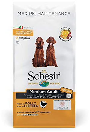 Schesir, Cibo Secco per Cani Adulti di Media Taglia al Gusto Pollo, Linea Mantenimento in Crocchette - Formato Sacco da 12Kg