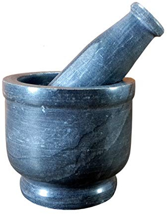 KLÉO 4 de Large Noir en Pierre Naturelle de Mortier et d'un Pilon Ensemble - Mortar Pestle Set