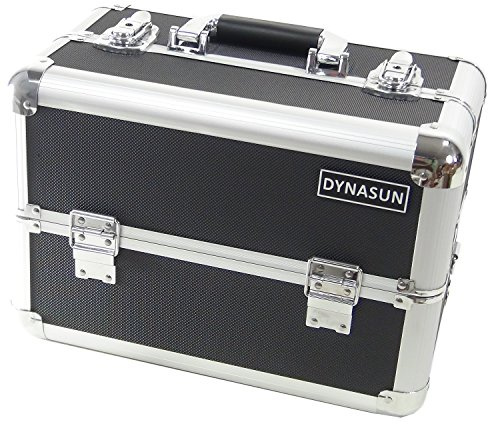 Beauty Case Make Up DynaSun BS37 37 x 23 x 25 cm XXL Noir Argent Professionnel Valise Coffret Porte Bijoux Vernis Objets, Bs37 Noir