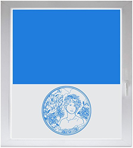 INDIGOS UG Sichtschutzfolie Glasdekorfolie Fensterfolie mit Motiv satiniert Blickdicht - d027 tolles Ornament mit hübsche Frau - 1000 mm Länge - 500 mm Höhe Viereck - selbstklebend - matt