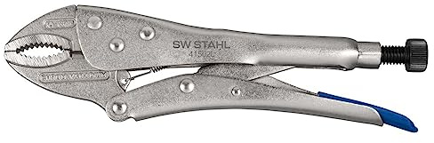 SW-Stahl 41502L Gripzange, 250 mm - Verstellbare Feststellzange CrV | Robuste Klemmzange mit Drahtschneider, 32 mm Spannweite, matt verchromt - ideal zum Greifen, Halten, Pressen & Biegen
