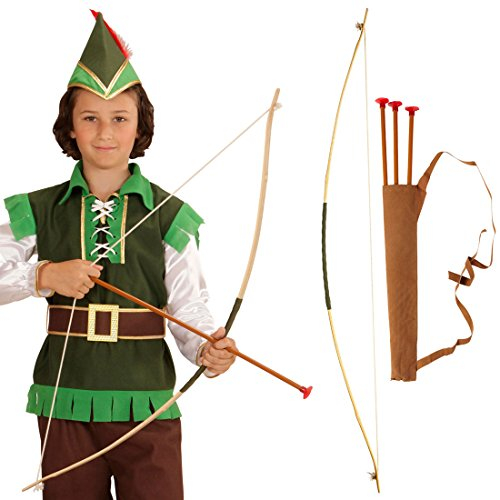 NET TOYS Pfeil und Bogen für Kinder Robin Hood Set Kinderbogen mit Köcher Indianer Pfeilbogen Bogenschießen Bogenschütze Kostüm Zubehör
