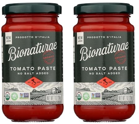 Bionaturae Organic Tomato Paste - No Salt, Tomato Paste in a Jar, Keto Friendly, Non-GMO, USDA Certified Organic, No Added Sugar, No Added Salt, Made in Italy - 7 Oz, 2 Pack