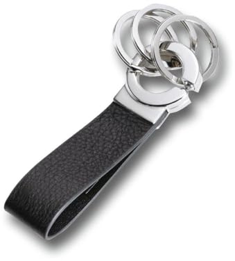 TROIKA KEY-CLICK SCHLÜSSELHALTER - KR8-02/LE - Lederschlaufe, schwarz - Schlüsselanhänger mit 3 Schlüsselringen - praktischer Klick-Verschluss - das Original von TROIKA
