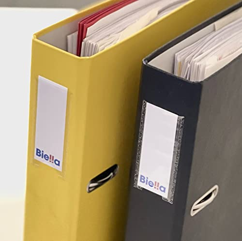 100 Biella Ordnerrücken-Schilder schmal, 25x74 mm, weiß, Ordner-Etiketten für 4 cm breite Aktenordner,Ordnerbeschriftung