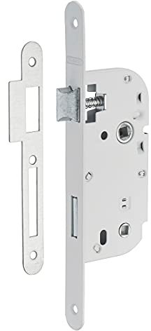 THIRARD - Serrure Encastrable à Condamnation pour Salle de Bain et Toilette - Axe 40 mm - Bouts Ronds - Coffre Acier Embouti - Têtière Acier - Verrouillage Efficace - Blanc