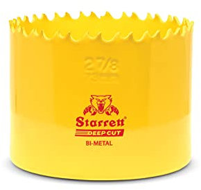 Starrett Deep Cut Hole Saw - DCH0278 Heavy Duty Bi-Metal with Extra Cobalt HSS Teeth - For Metals Wood Cast Iron Fibreglass Plastic Materials - 73mm
