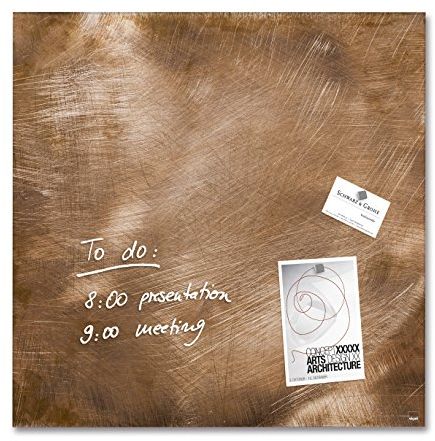 SIGEL GL263 Premium Glas-Magnettafel 48 x 48 cm Motiv Used-Bronze hochglänzend, SGS geprüft, einfache Montage, incl. 3 Magnete, Artverum