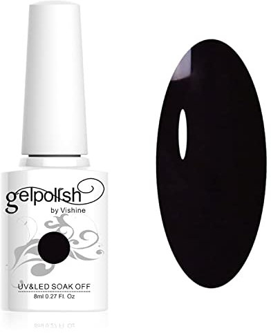Vishine Vernis à ongles Semi-permanent Soak Off UV LED Gel Polish Nail Gel Manucure Noir (687)