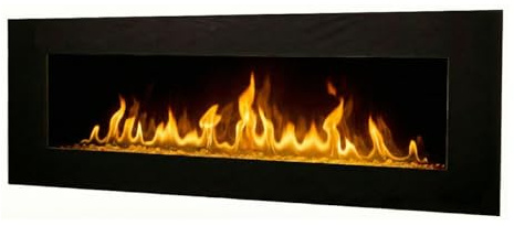 CHEMIN'ARTE Caminetto elettrico da parete Volcano 5XL, colore: Nero - Effetto fiamma a LED - camino elettrico con timer, termostato regolabile, telecomando - 182x16x45cm