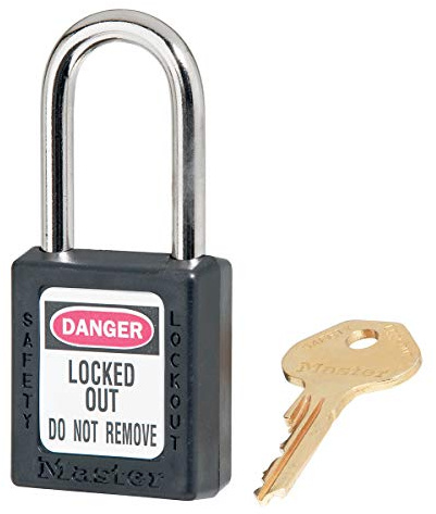Master Lock ML410BLK 410BLK Lucchetto di sicurezza Lockout Tagout, nero, 9,2 x 4,8 x 2,7 cm
